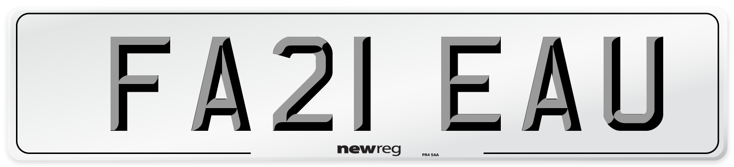 FA21 EAU Number Plate from New Reg